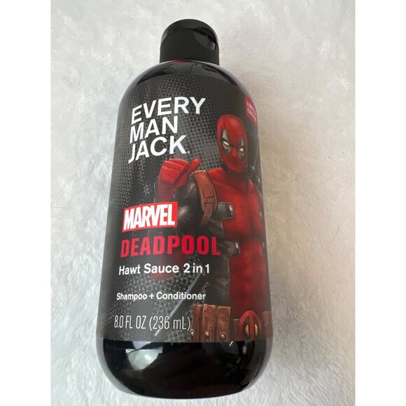 NEW Every Man Jack Limited Marvel DEADPOOL Hawt Sauce SHAMPOO + CONDITIONER - Picture 1 of 2